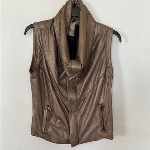 GRAI— SHIMMERY TOFFE BUTTER SOFT Leather Sleeveless Jacket/Vest